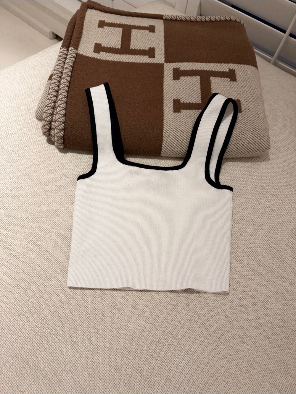 Dynamite White Ribbed Tank with Black Trim